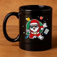 Wo Be Nice To The Teacher. Santa Is Watching! A Fun Christmas 11oz C Handle Ceramic Mug