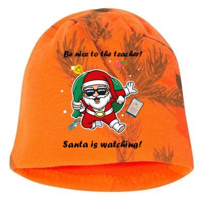 Wo Be Nice To The Teacher. Santa Is Watching! A Fun Christmas Kati - Camo Knit Beanie