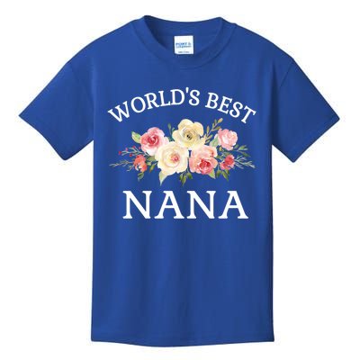 World's Best Nana Pink Watercolor Flower Bouquet Meaningful Gift Kids T-Shirt