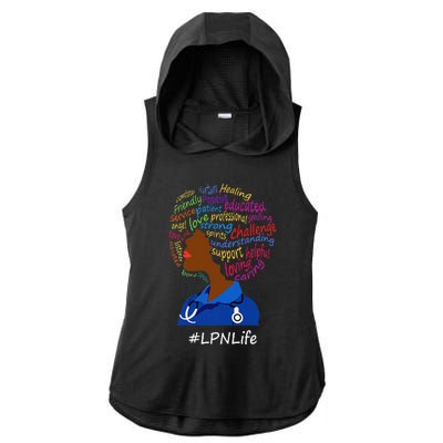 Womens Black Nurse Uniform Afro African LPN Life Nurses Day Ladies PosiCharge Tri-Blend Wicking Draft Hoodie Tank