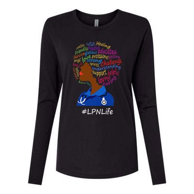 Womens Black Nurse Uniform Afro African LPN Life Nurses Day Womens Cotton Relaxed Long Sleeve T-Shirt