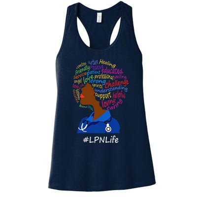 Womens Black Nurse Uniform Afro African LPN Life Nurses Day Women's Racerback Tank