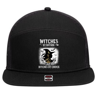 Witches By Nature Bitches By Choice Funny Halloween Gift 7 Panel Mesh Trucker Snapback Hat