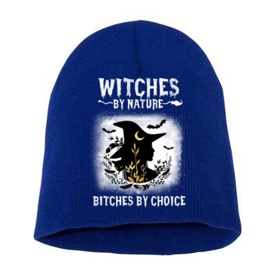 Witches By Nature Bitches By Choice Funny Halloween Gift Short Acrylic Beanie