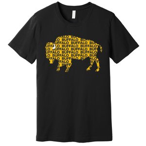 Whereabous Buffalo Ny Yellow Buffalo Hockey Premium T-Shirt