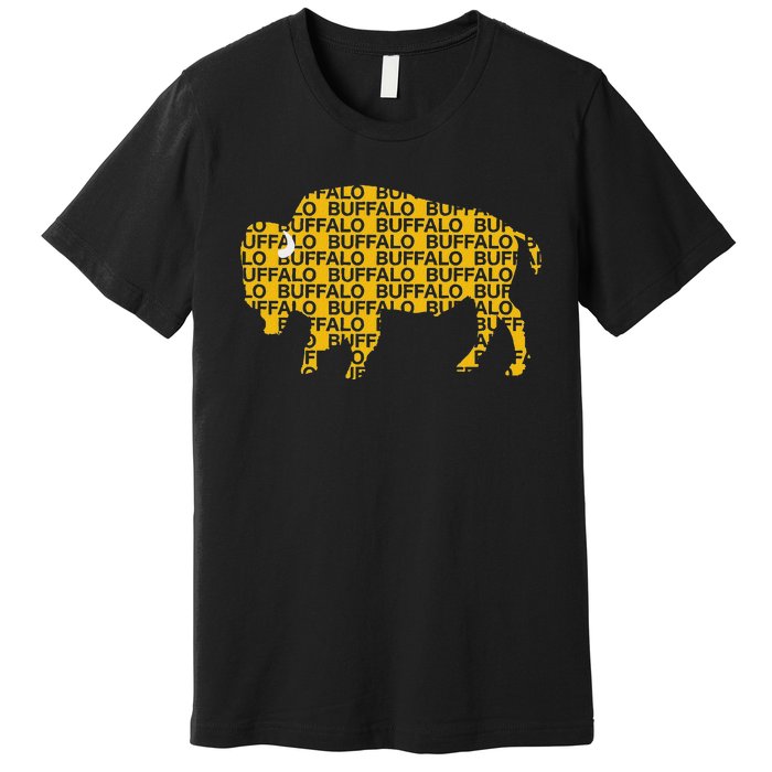 Whereabous Buffalo Ny Yellow Buffalo Hockey Premium T-Shirt