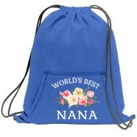 World's Best Nana Pink Watercolor Flower Bouquet Gift Sweatshirt Cinch Pack Bag