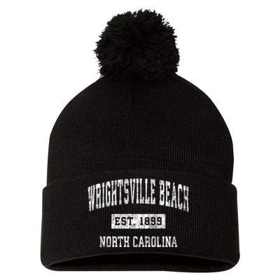 Wrightsville Beach Nc Vintage Sports Pom Pom 12in Knit Beanie