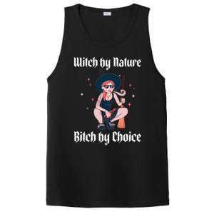 Witch By Nature Bitch By Choice Funny Halloween Witch Quote Cool Gift PosiCharge Competitor Tank