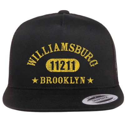 Williamsburg Brooklyn Ny 11211 Athletic Design With Details Flat Bill Trucker Hat