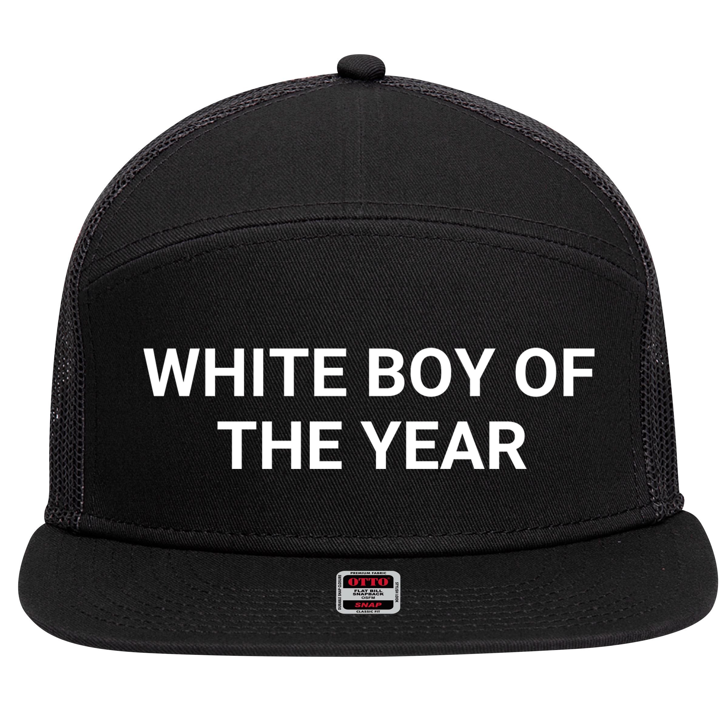 White Boy Of The Year 7 Panel Mesh Trucker Snapback Hat