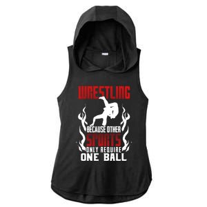 Wrestling Because Other Sports Only Require One Ball Wrestle Funny Gift Ladies PosiCharge Tri-Blend Wicking Draft Hoodie Tank