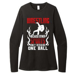 Wrestling Because Other Sports Only Require One Ball Wrestle Funny Gift Womens CVC Long Sleeve Shirt