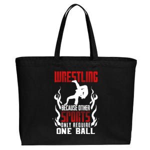 Wrestling Because Other Sports Only Require One Ball Wrestle Funny Gift Cotton Canvas Jumbo Tote