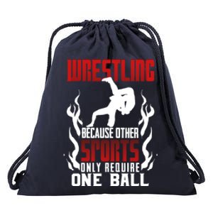 Wrestling Because Other Sports Only Require One Ball Wrestle Funny Gift Drawstring Bag