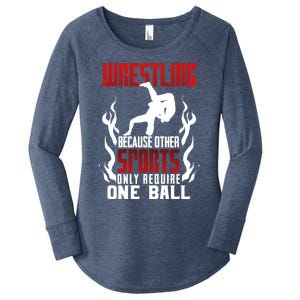 Wrestling Because Other Sports Only Require One Ball Wrestle Funny Gift Women's Perfect Tri Tunic Long Sleeve Shirt