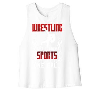 Wrestling Because Other Sports Only Require One Ball Wrestle Funny Gift Women's Racerback Cropped Tank