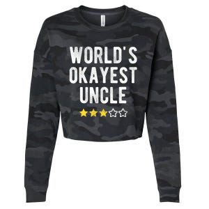 Worlds Best Okayest Uncle Funny Family Matching Costume Cropped Pullover Crew