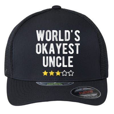 Worlds Best Okayest Uncle Funny Family Matching Costume Flexfit Unipanel Trucker Cap