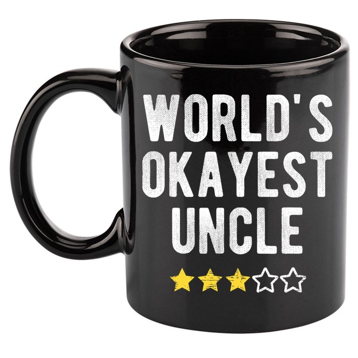 Worlds Best Okayest Uncle Funny Family Matching Costume 11oz C Handle Ceramic Mug