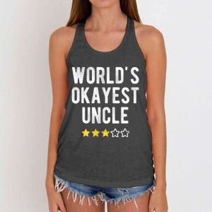 Worlds Best Okayest Uncle Funny Family Matching Costume Women's Knotted Racerback Tank