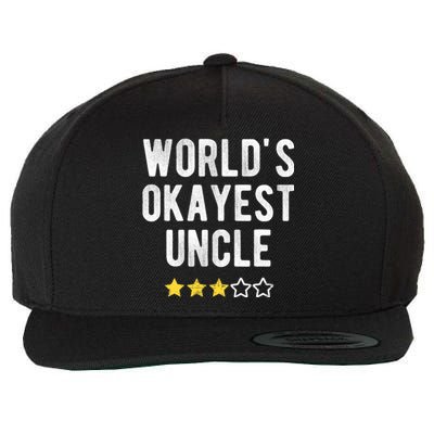 Worlds Best Okayest Uncle Funny Family Matching Costume Wool Snapback Cap