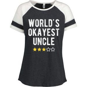 Worlds Best Okayest Uncle Funny Family Matching Costume Enza Ladies Jersey Colorblock Tee