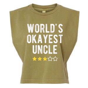 Worlds Best Okayest Uncle Funny Family Matching Costume Garment-Dyed Women's Muscle Tee