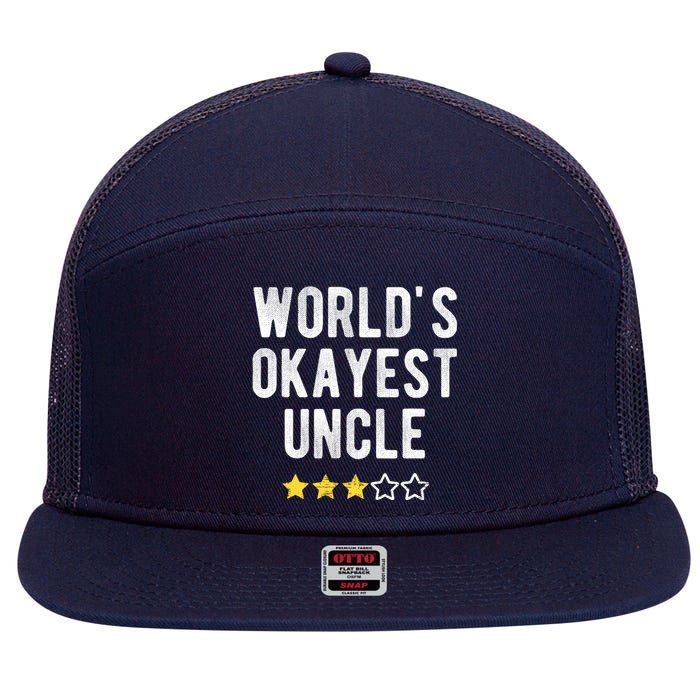 Worlds Best Okayest Uncle Funny Family Matching Costume 7 Panel Mesh Trucker Snapback Hat