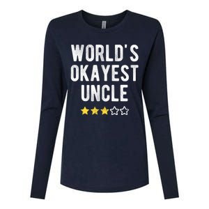 Worlds Best Okayest Uncle Funny Family Matching Costume Womens Cotton Relaxed Long Sleeve T-Shirt