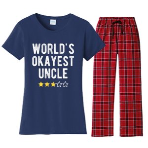 Worlds Best Okayest Uncle Funny Family Matching Costume Women's Flannel Pajama Set