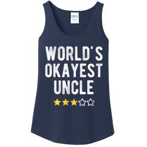 Worlds Best Okayest Uncle Funny Family Matching Costume Ladies Essential Tank