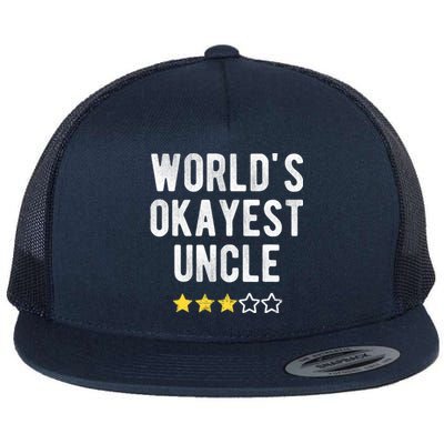 Worlds Best Okayest Uncle Funny Family Matching Costume Flat Bill Trucker Hat