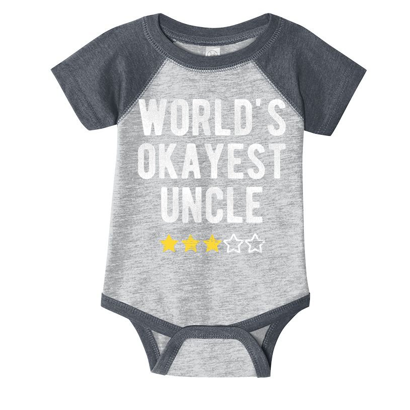 Worlds Best Okayest Uncle Funny Family Matching Costume Infant Baby Jersey Bodysuit