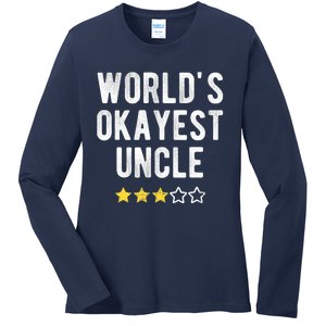 Worlds Best Okayest Uncle Funny Family Matching Costume Ladies Long Sleeve Shirt