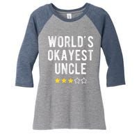 Worlds Best Okayest Uncle Funny Family Matching Costume Women's Tri-Blend 3/4-Sleeve Raglan Shirt