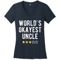 Worlds Best Okayest Uncle Funny Family Matching Costume Women's V-Neck T-Shirt