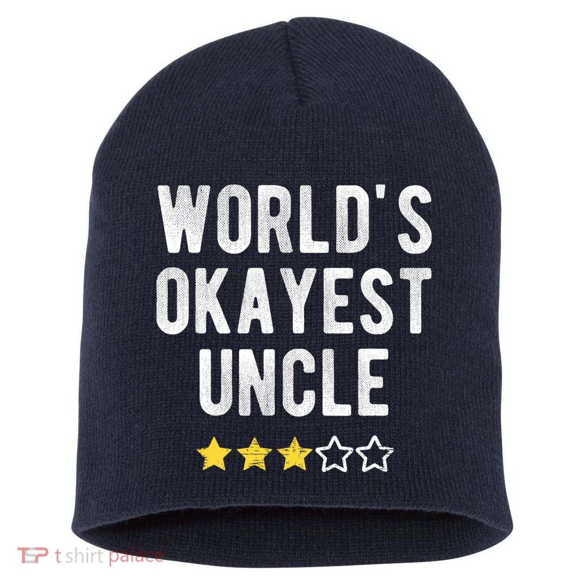 Worlds Best Okayest Uncle Funny Family Matching Costume Short Acrylic Beanie