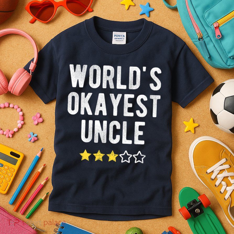 Worlds Best Okayest Uncle Funny Family Matching Costume Kids T-Shirt