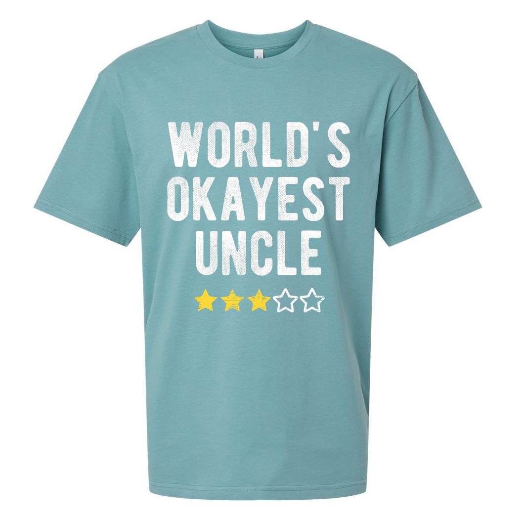 Worlds Best Okayest Uncle Funny Family Matching Costume Sueded Cloud Jersey T-Shirt
