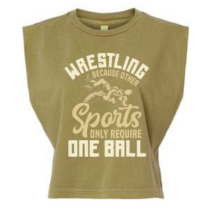 Wrestling Because Other Sports Require One Ball Wrestler  Garment-Dyed Women's Muscle Tee