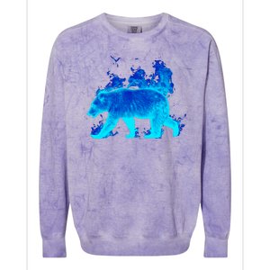 Wild Bear On Fire Colorblast Crewneck Sweatshirt