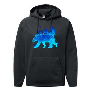 Wild Bear On Fire Performance Fleece Hoodie