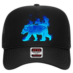 Wild Bear On Fire High Crown Mesh Back Trucker Hat