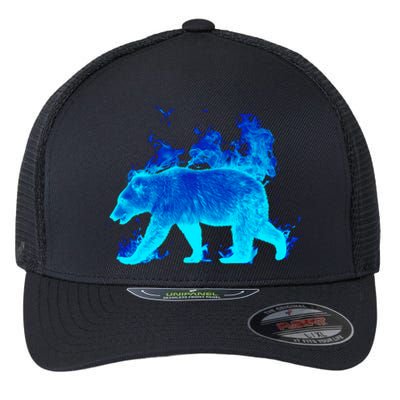 Wild Bear On Fire Flexfit Unipanel Trucker Cap