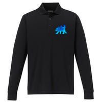 Wild Bear On Fire Performance Long Sleeve Polo