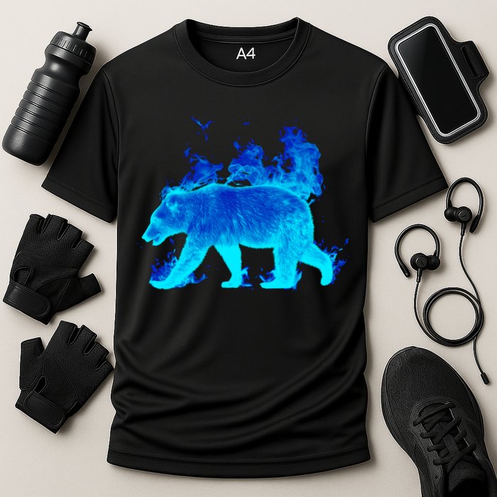 Wild Bear On Fire Cooling Performance Crew T-Shirt