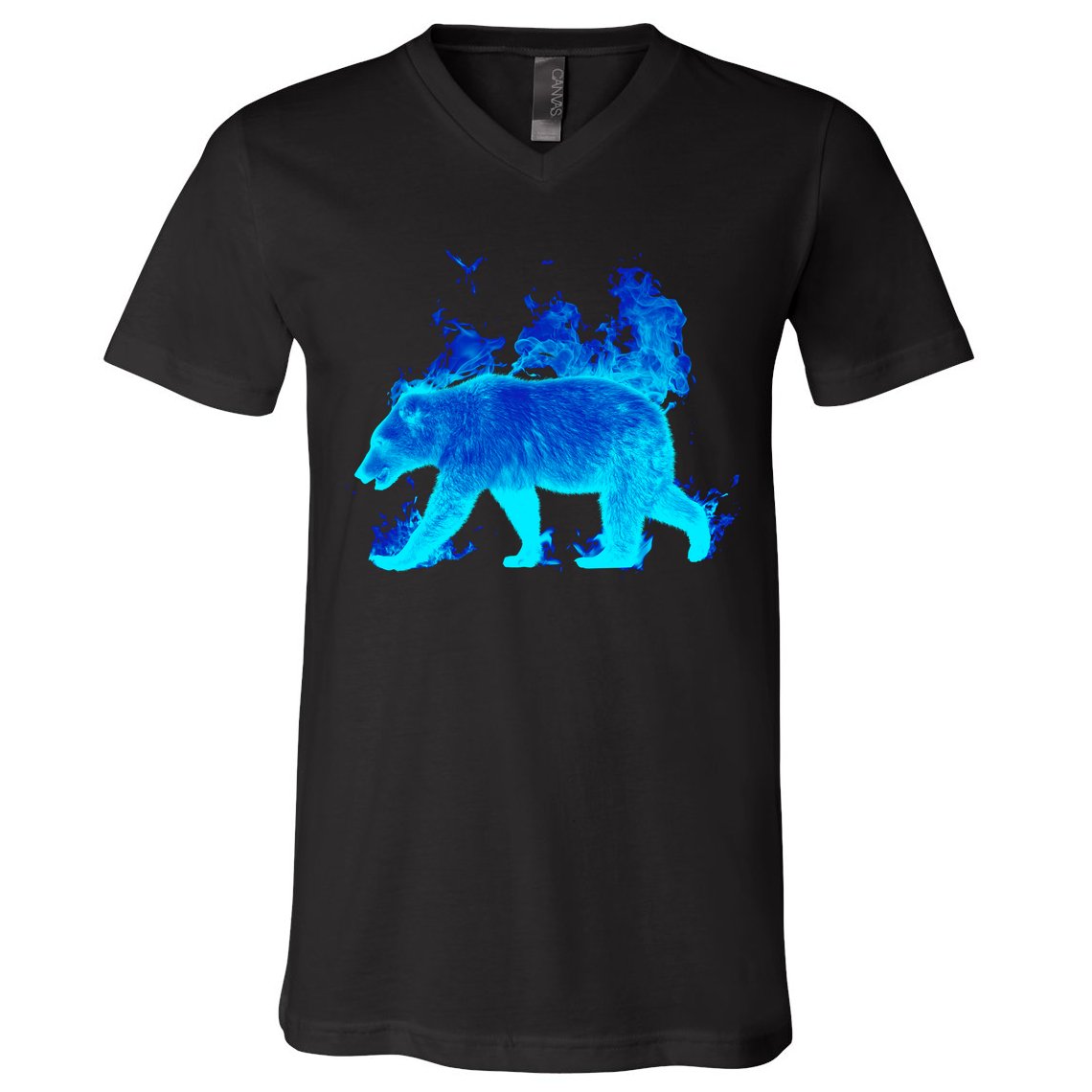 Wild Bear On Fire V-Neck T-Shirt
