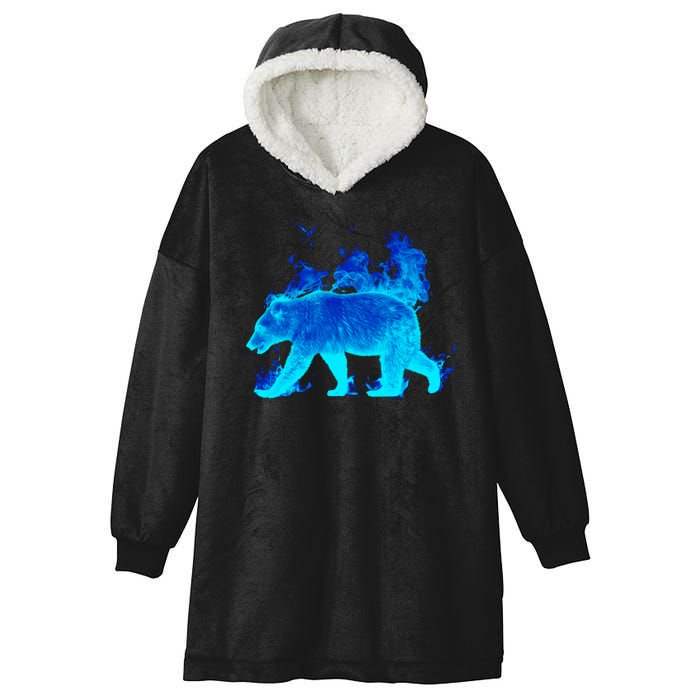 Wild Bear On Fire Hooded Wearable Blanket