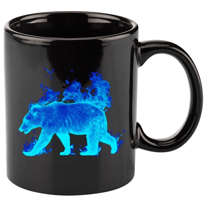 Wild Bear On Fire 11oz C Handle Ceramic Mug